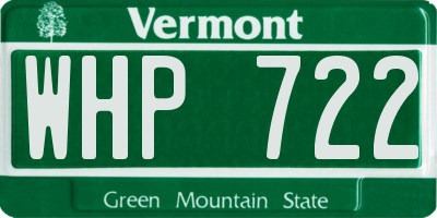 VT license plate WHP722