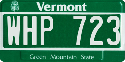 VT license plate WHP723