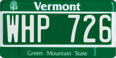 VT license plate WHP726