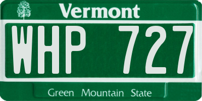 VT license plate WHP727