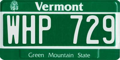 VT license plate WHP729
