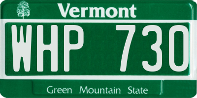 VT license plate WHP730