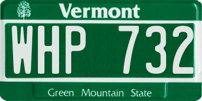 VT license plate WHP732