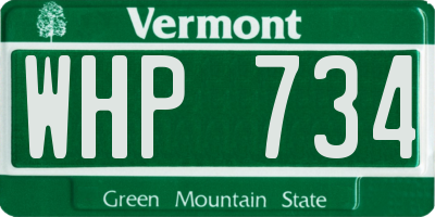 VT license plate WHP734