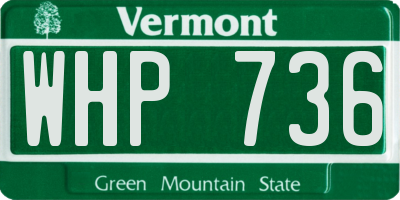 VT license plate WHP736