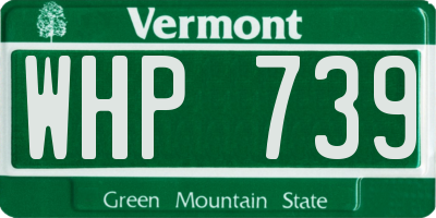 VT license plate WHP739