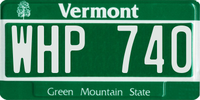 VT license plate WHP740