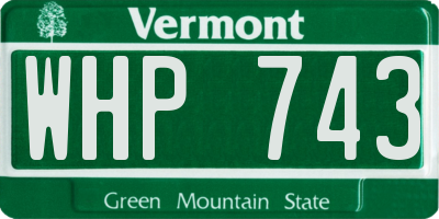 VT license plate WHP743