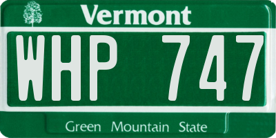VT license plate WHP747