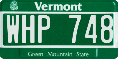 VT license plate WHP748