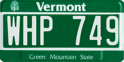 VT license plate WHP749