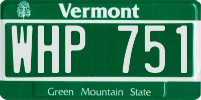 VT license plate WHP751