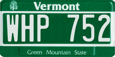 VT license plate WHP752