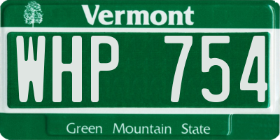 VT license plate WHP754