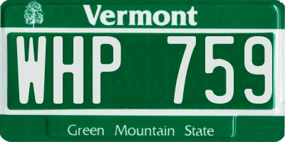 VT license plate WHP759