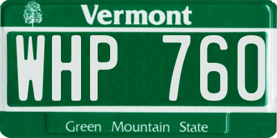 VT license plate WHP760