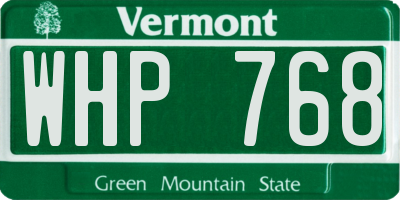 VT license plate WHP768