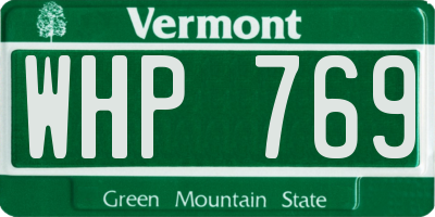 VT license plate WHP769