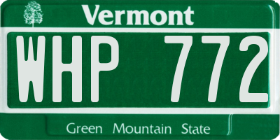 VT license plate WHP772