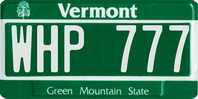 VT license plate WHP777