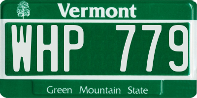 VT license plate WHP779