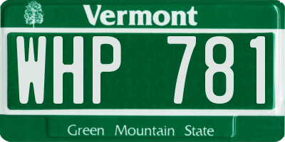 VT license plate WHP781
