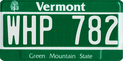 VT license plate WHP782