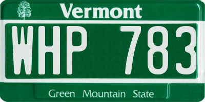 VT license plate WHP783