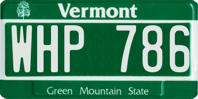 VT license plate WHP786