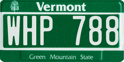 VT license plate WHP788