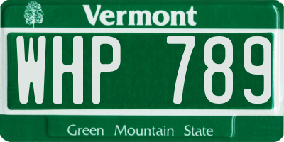 VT license plate WHP789
