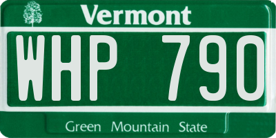 VT license plate WHP790