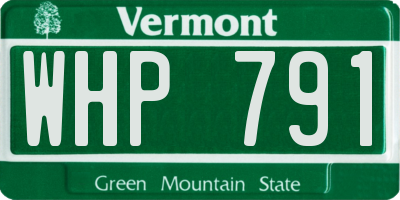 VT license plate WHP791