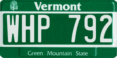 VT license plate WHP792