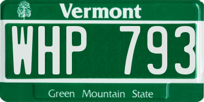 VT license plate WHP793