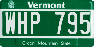 VT license plate WHP795
