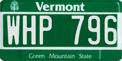 VT license plate WHP796