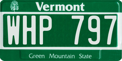 VT license plate WHP797
