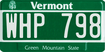 VT license plate WHP798