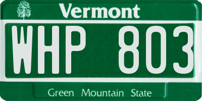 VT license plate WHP803