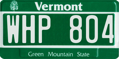 VT license plate WHP804