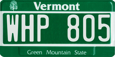 VT license plate WHP805