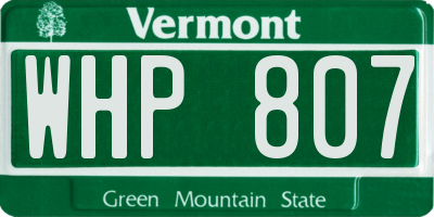 VT license plate WHP807