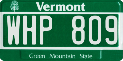 VT license plate WHP809