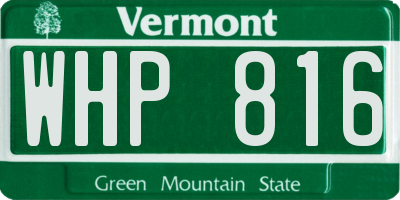 VT license plate WHP816