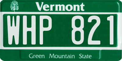 VT license plate WHP821