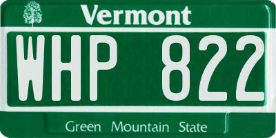 VT license plate WHP822