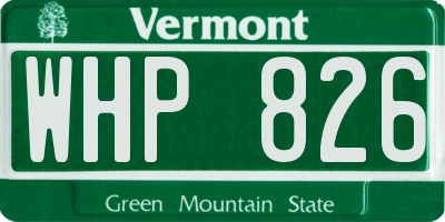 VT license plate WHP826