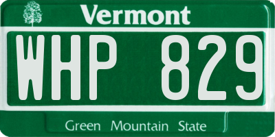 VT license plate WHP829