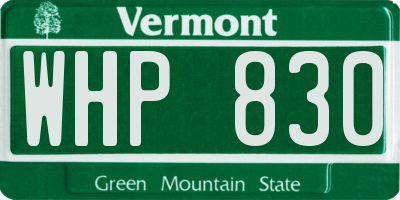 VT license plate WHP830